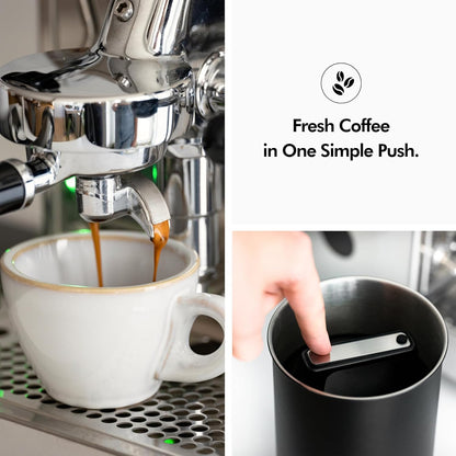 Vacuum Coffee Canister - Push Lid Preserves Coffee Aroma & Oil | Stainless Steel Airtight Coffee Canister - Container for Ground & Coffee Bean Storage - Storage Jar - Removes Excess Air