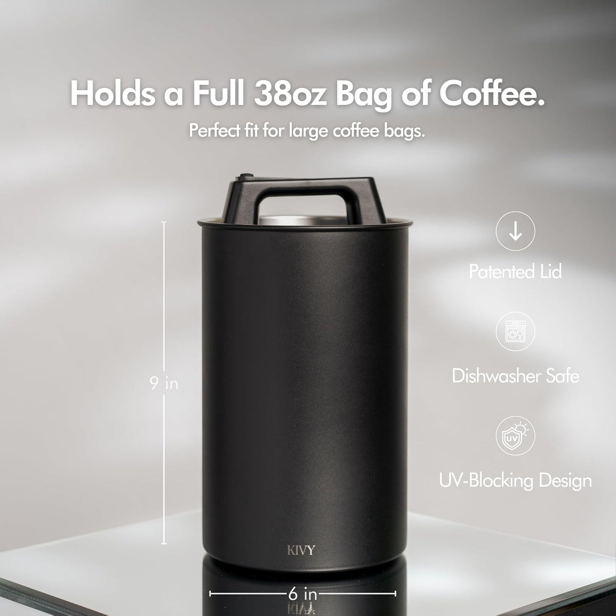 Vacuum Coffee Canister - Push Lid Preserves Coffee Aroma & Oil | Stainless Steel Airtight Coffee Canister - Container for Ground & Coffee Bean Storage - Storage Jar - Removes Excess Air
