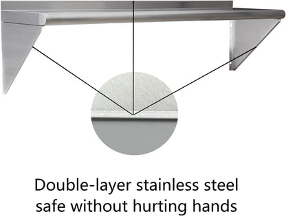 Stainless Steel Shelf 2 Pack 12"x24", Wall Mounted Metal Shelves
