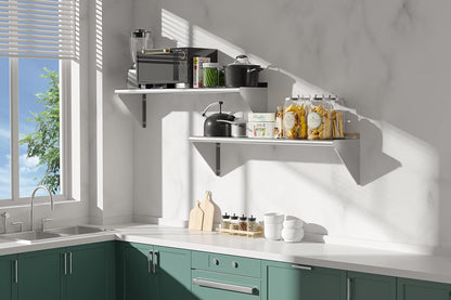 Stainless Steel Shelf 2 Pack 12"x24", Wall Mounted Metal Shelves