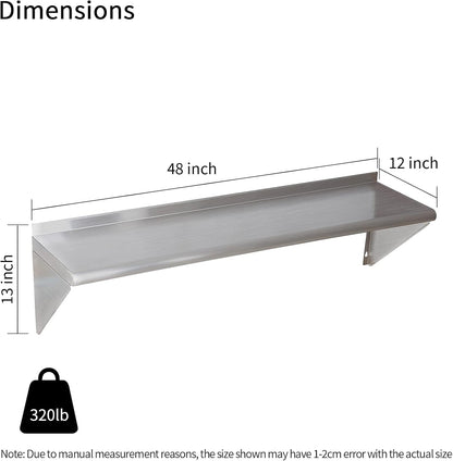 Stainless Steel Shelf 2 Pack 12"x24", Wall Mounted Metal Shelves
