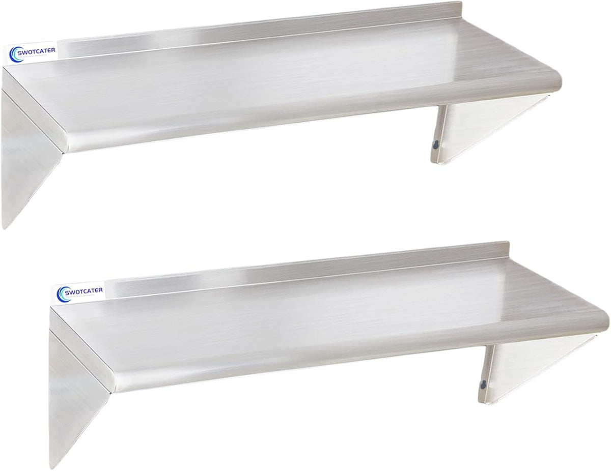 Stainless Steel Shelf 2 Pack 12"x24", Wall Mounted Metal Shelves