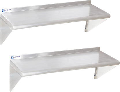 Stainless Steel Shelf 2 Pack 12"x24", Wall Mounted Metal Shelves
