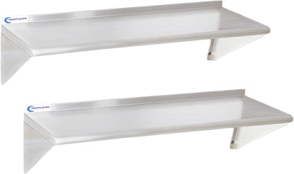 Stainless Steel Shelf 2 Pack 12"x24", Wall Mounted Metal Shelves