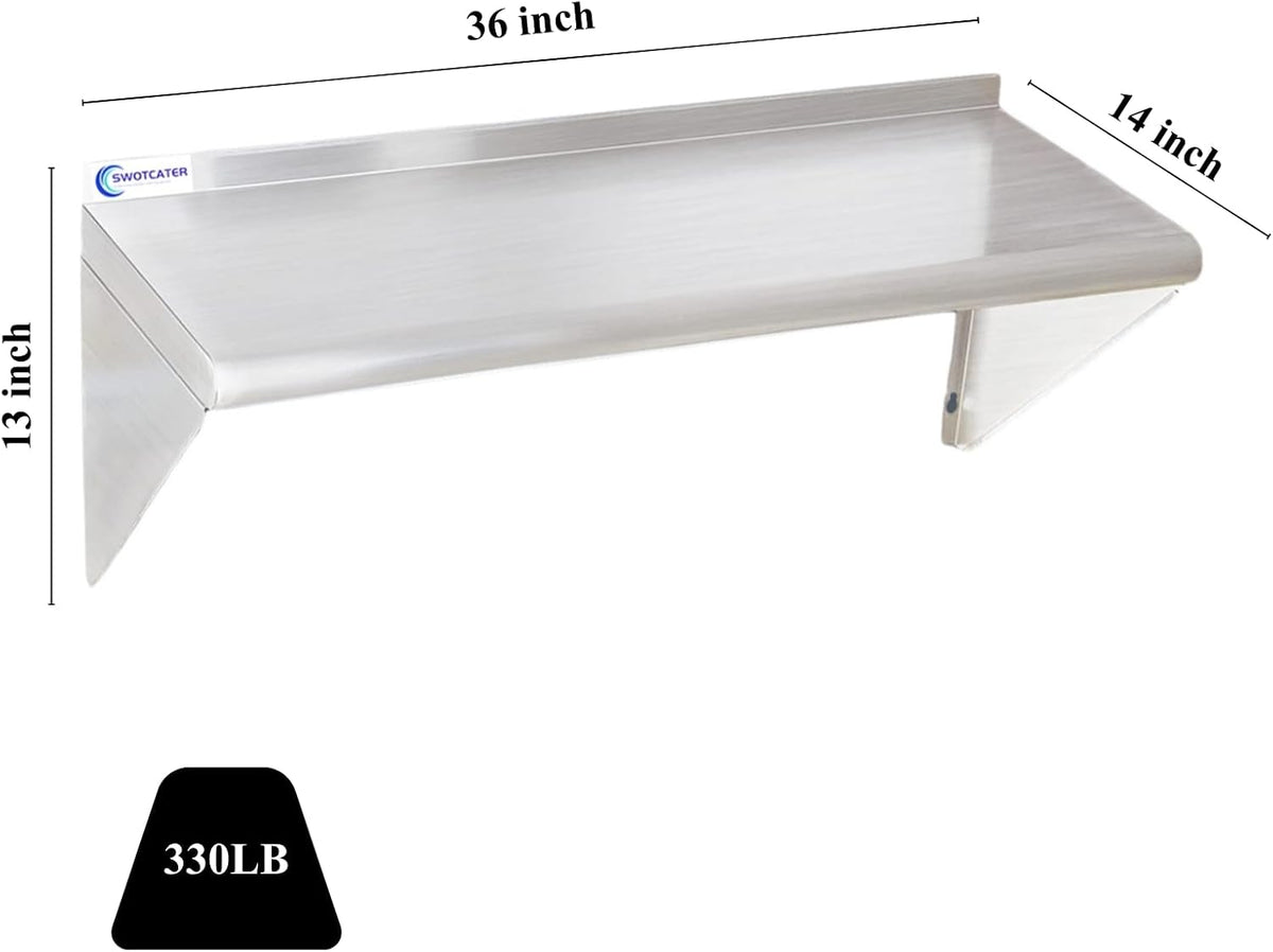 Stainless Steel Shelf 2 Pack 12"x24", Wall Mounted Metal Shelves