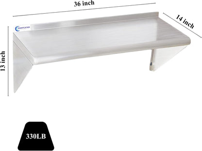 Stainless Steel Shelf 2 Pack 12"x24", Wall Mounted Metal Shelves