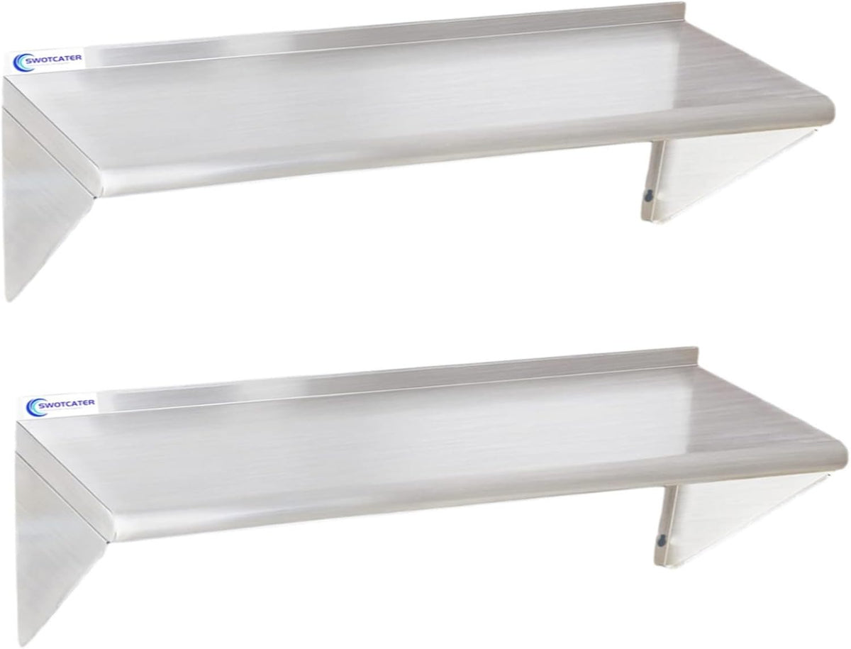 Stainless Steel Shelf 2 Pack 12"x24", Wall Mounted Metal Shelves