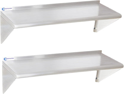 Stainless Steel Shelf 2 Pack 12"x24", Wall Mounted Metal Shelves