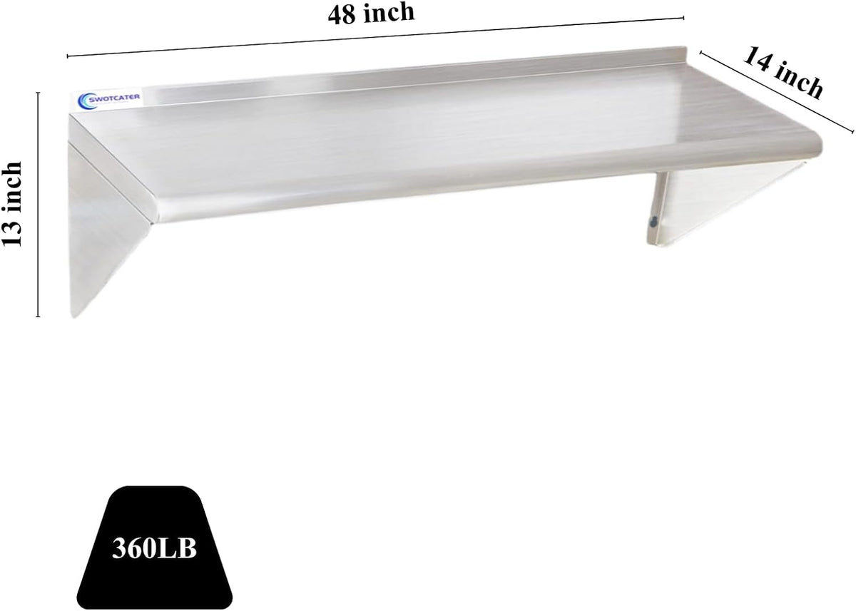 Stainless Steel Shelf 2 Pack 12"x24", Wall Mounted Metal Shelves