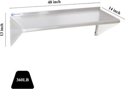 Stainless Steel Shelf 2 Pack 12"x24", Wall Mounted Metal Shelves