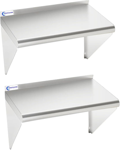 Stainless Steel Shelf 2 Pack 12"x24", Wall Mounted Metal Shelves