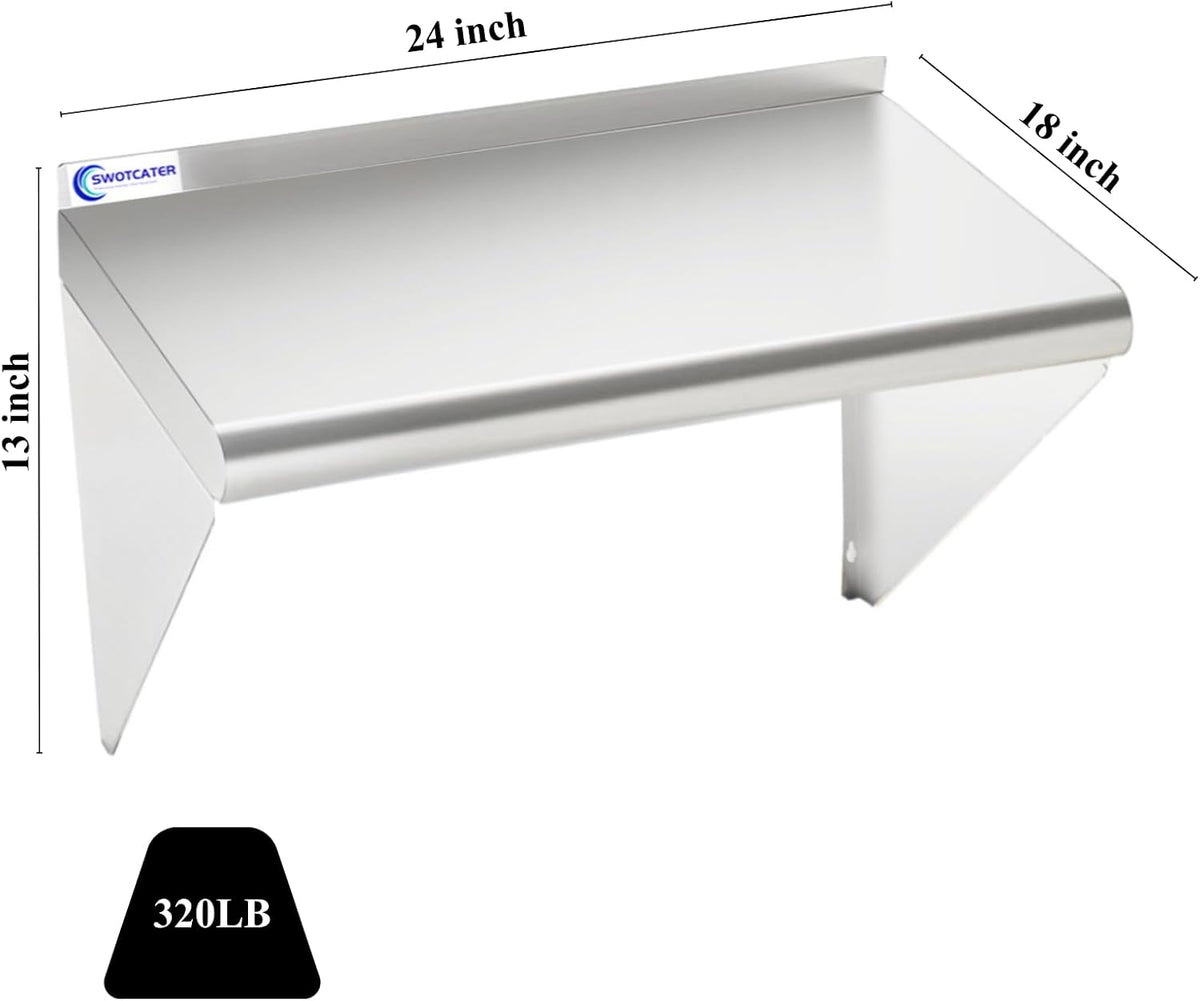 Stainless Steel Shelf 2 Pack 12"x24", Wall Mounted Metal Shelves
