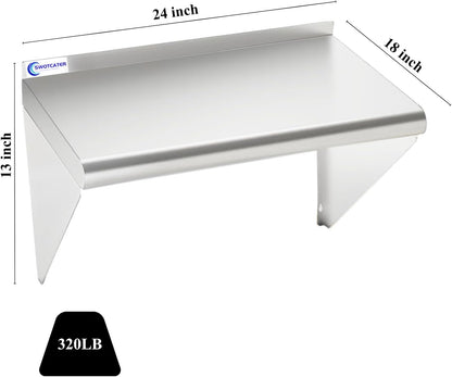 Stainless Steel Shelf 2 Pack 12"x24", Wall Mounted Metal Shelves