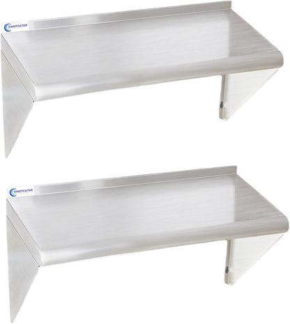 Stainless Steel Shelf 2 Pack 12"x24", Wall Mounted Metal Shelves