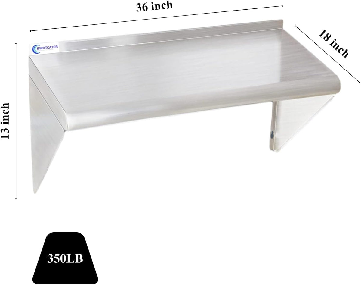 Stainless Steel Shelf 2 Pack 12"x24", Wall Mounted Metal Shelves