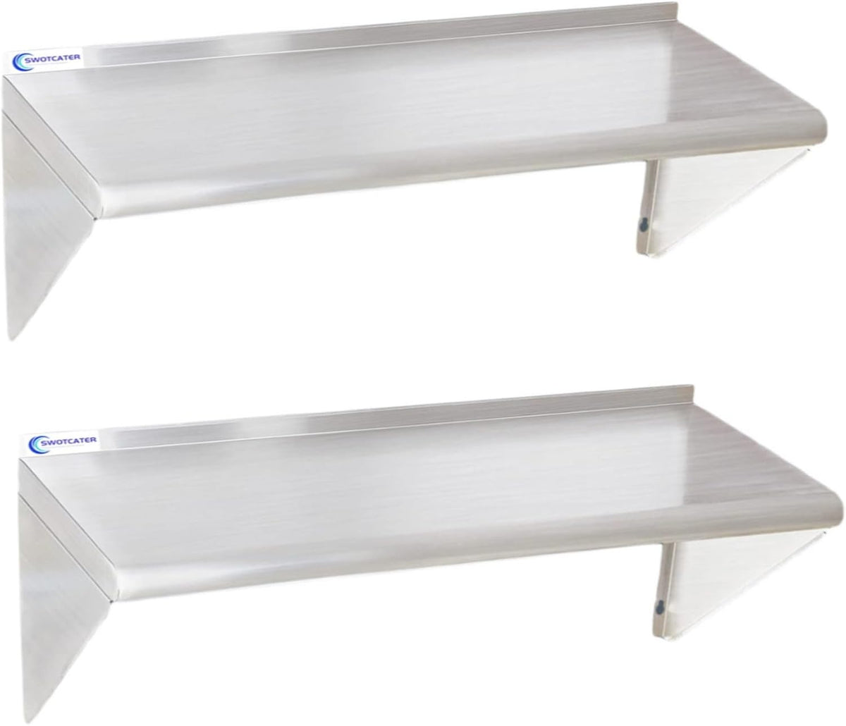 Stainless Steel Shelf 2 Pack 12"x24", Wall Mounted Metal Shelves