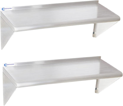 Stainless Steel Shelf 2 Pack 12"x24", Wall Mounted Metal Shelves