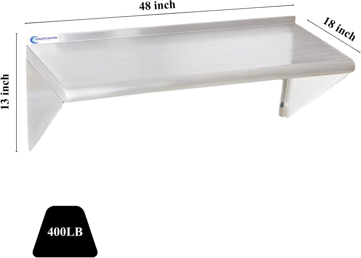 Stainless Steel Shelf 2 Pack 12"x24", Wall Mounted Metal Shelves