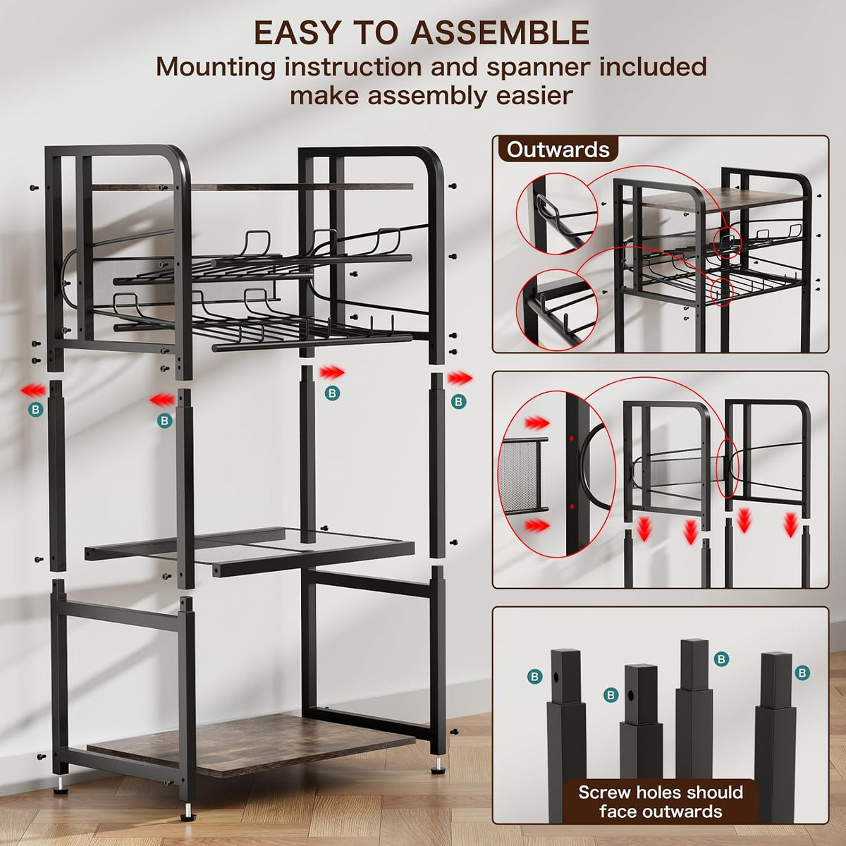Soda Can Organizer for Pantry,5-Tier Drink Storage Shelf,Black | Kitchen Soda Can Organizer and Storage, Multifunctional Snack Organizer Rack, Standing Can Rack for Pantry/Kitchen
