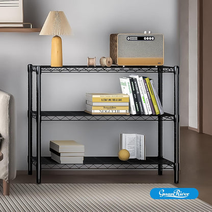 3-Shelf Adjustable Metal Wire Shelving,Black,36"L x 14"W x 30"H