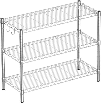 3-Shelf Adjustable Metal Wire Shelving,Black,36"L x 14"W x 30"H