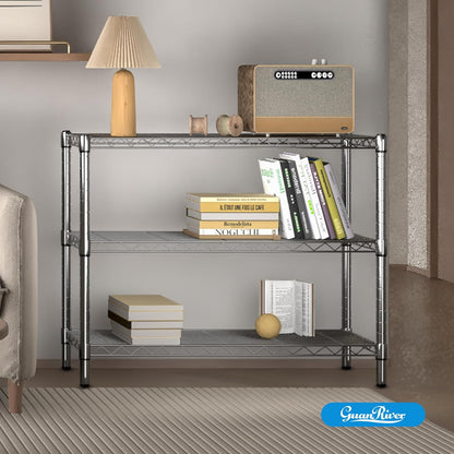 3-Shelf Adjustable Metal Wire Shelving,Black,36"L x 14"W x 30"H