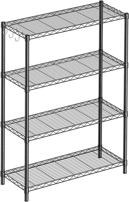 3-Shelf Adjustable Metal Wire Shelving,Black,36"L x 14"W x 30"H