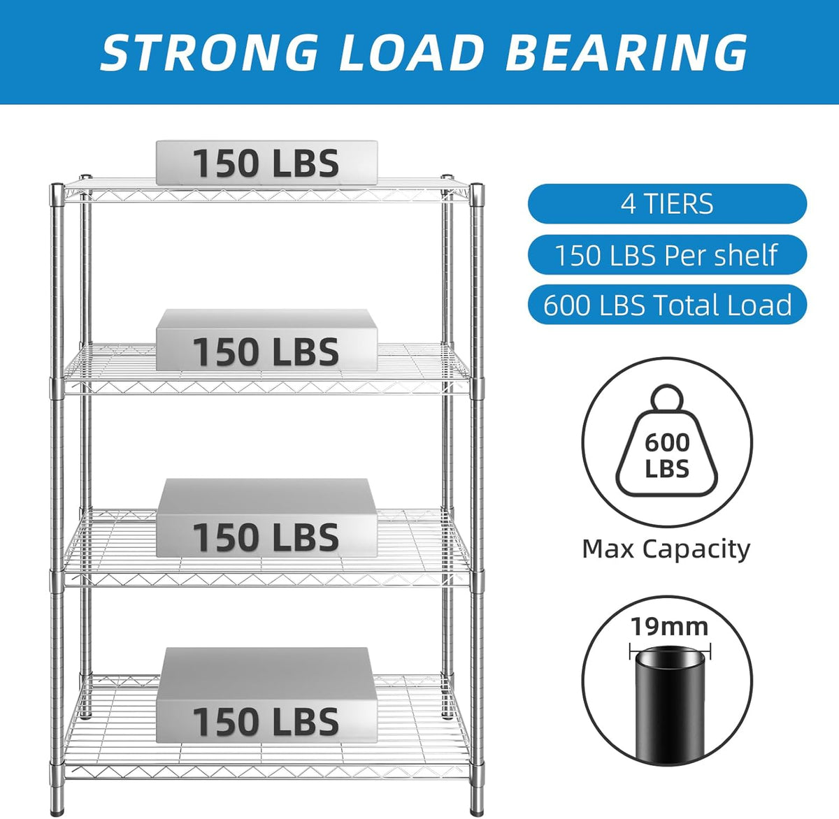 3-Shelf Adjustable Metal Wire Shelving,Black,36"L x 14"W x 30"H