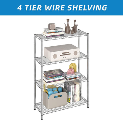 3-Shelf Adjustable Metal Wire Shelving,Black,36"L x 14"W x 30"H