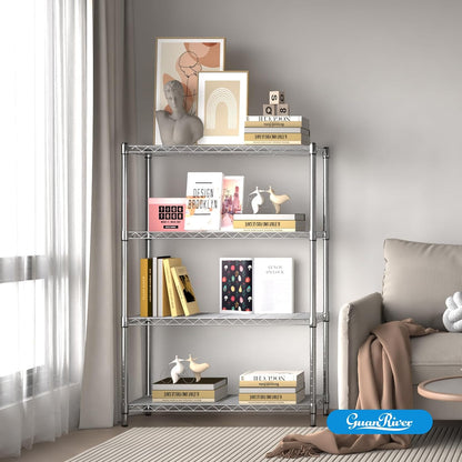 3-Shelf Adjustable Metal Wire Shelving,Black,36"L x 14"W x 30"H