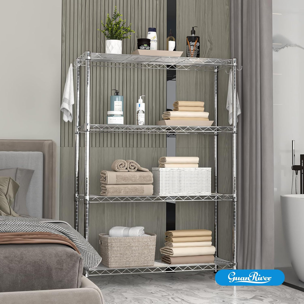 3-Shelf Adjustable Metal Wire Shelving,Black,36"L x 14"W x 30"H