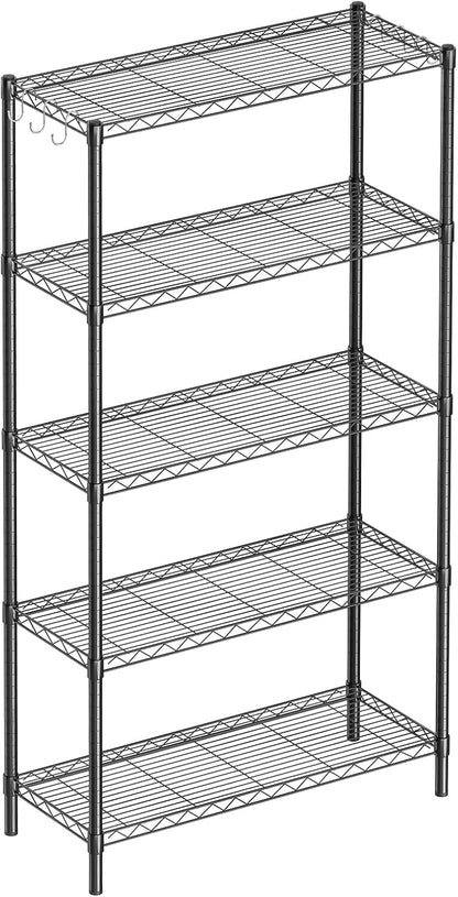 3-Shelf Adjustable Metal Wire Shelving,Black,36"L x 14"W x 30"H