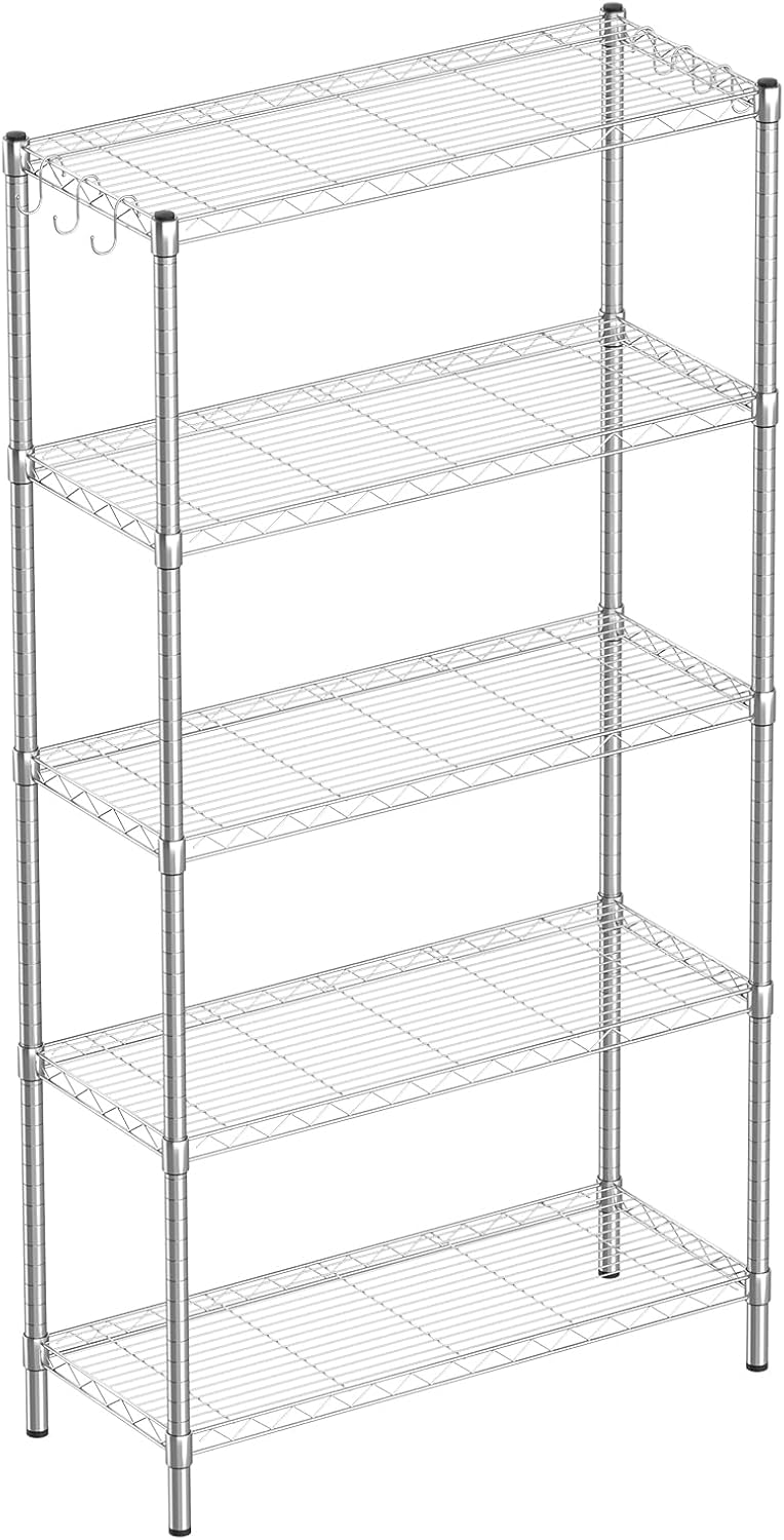 3-Shelf Adjustable Metal Wire Shelving,Black,36"L x 14"W x 30"H