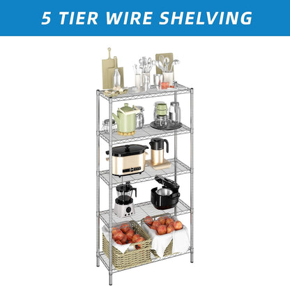 3-Shelf Adjustable Metal Wire Shelving,Black,36"L x 14"W x 30"H