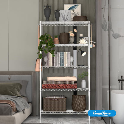 3-Shelf Adjustable Metal Wire Shelving,Black,36"L x 14"W x 30"H