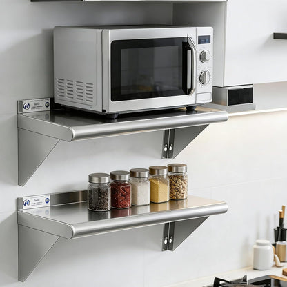 Hally Stainless Steel Shelf 2 Pack Wall Mounted Metal Shelves 10"x24" NSF