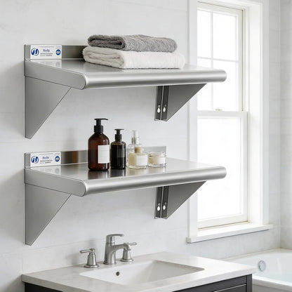 Hally Stainless Steel Shelf 2 Pack Wall Mounted Metal Shelves 10"x24" NSF