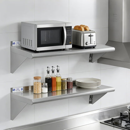 Hally Stainless Steel Shelf 2 Pack Wall Mounted Metal Shelves 10"x24" NSF