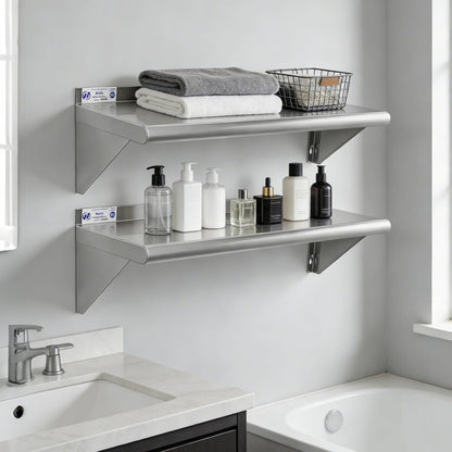 Hally Stainless Steel Shelf 2 Pack Wall Mounted Metal Shelves 10"x24" NSF