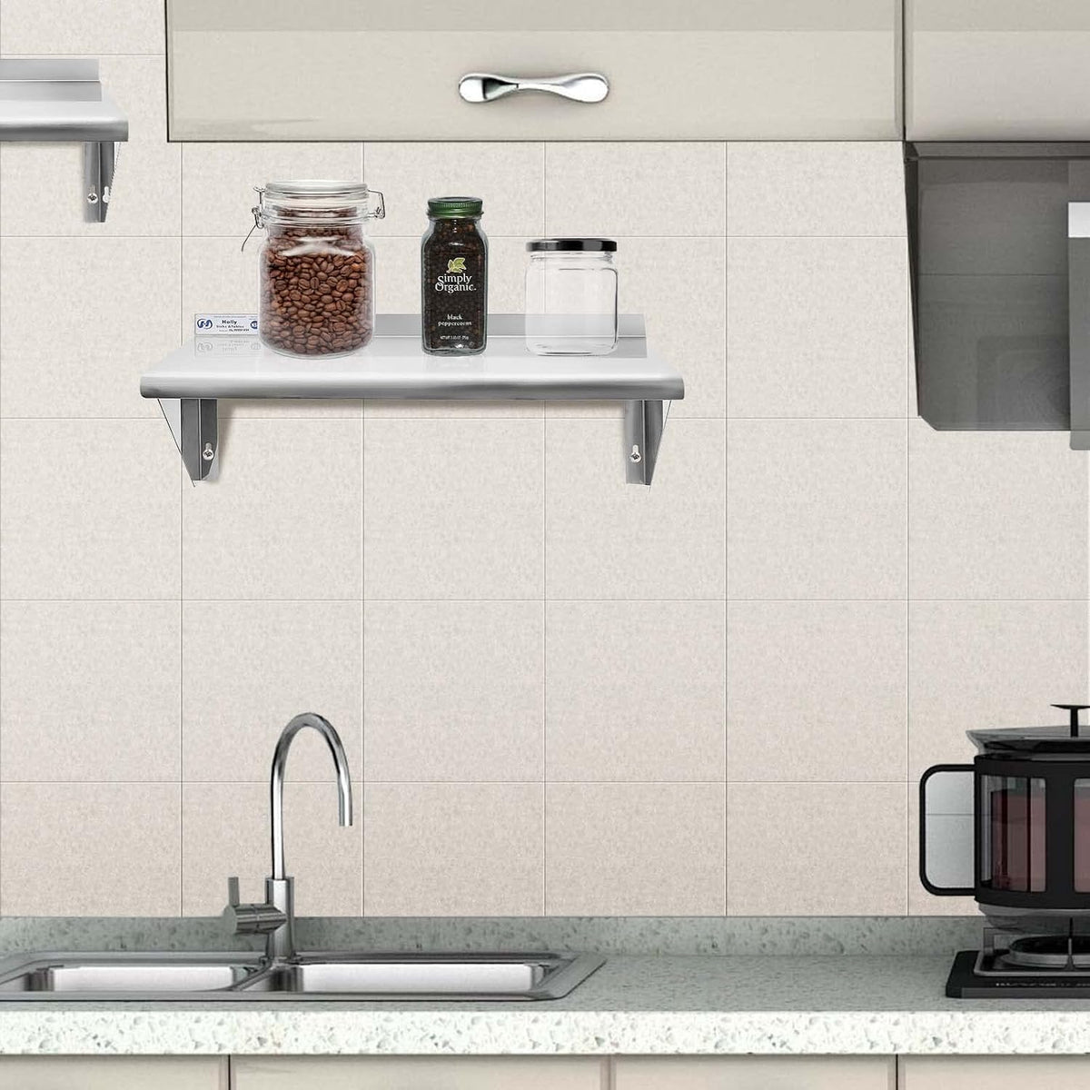 Hally Stainless Steel Shelf 2 Pack Wall Mounted Metal Shelves 10"x24" NSF