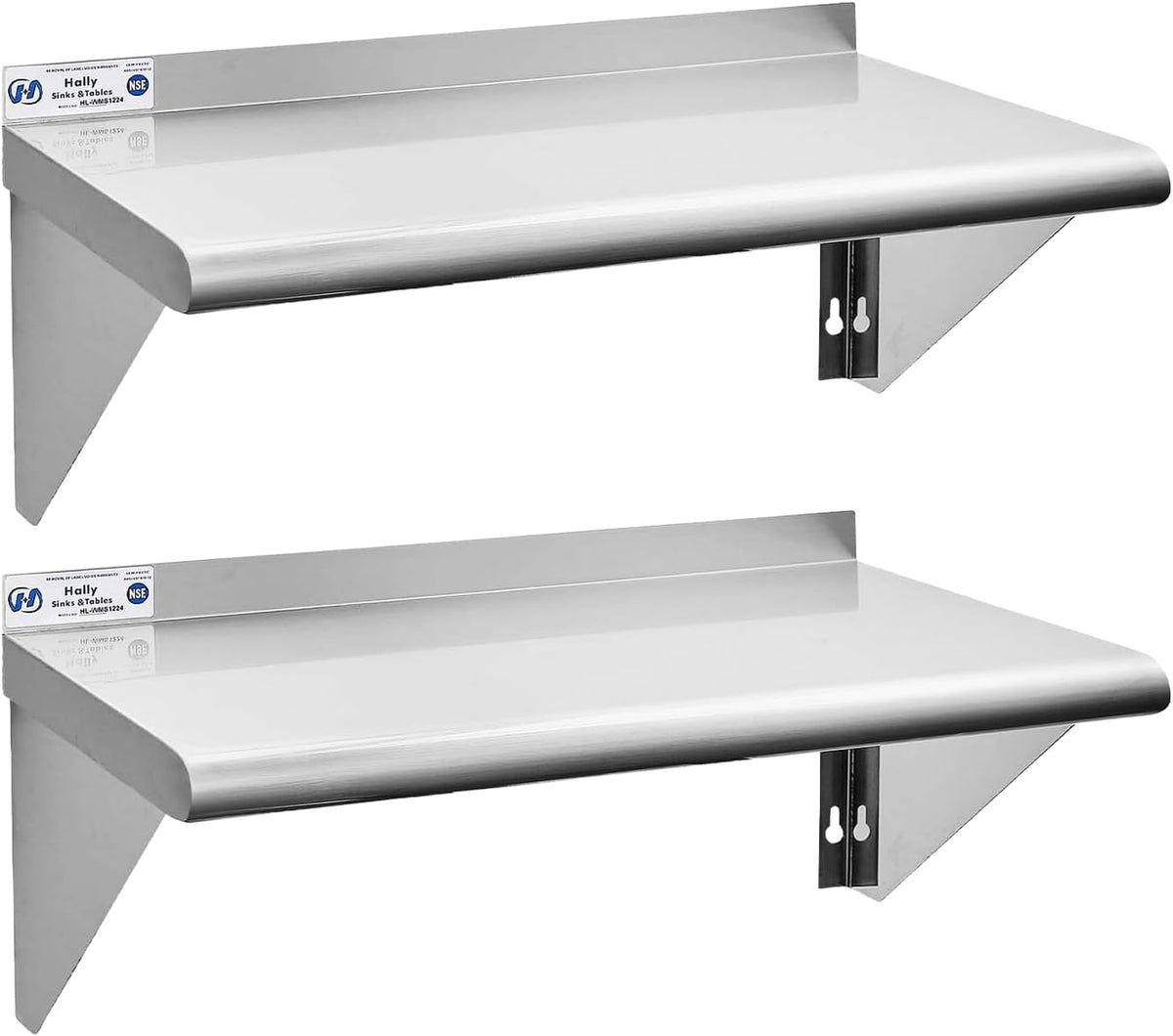 Hally Stainless Steel Shelf 2 Pack Wall Mounted Metal Shelves 10"x24" NSF