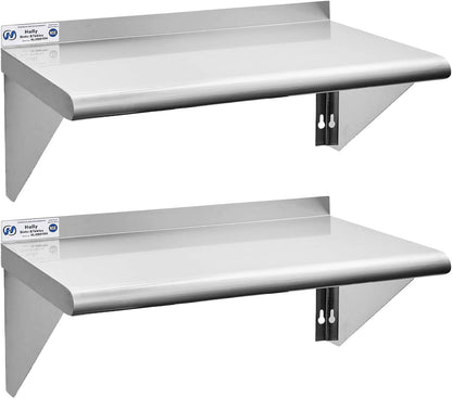 Hally Stainless Steel Shelf 2 Pack Wall Mounted Metal Shelves 10"x24" NSF