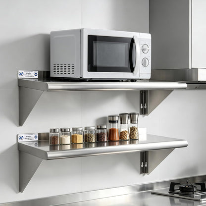 Hally Stainless Steel Shelf 2 Pack Wall Mounted Metal Shelves 10"x24" NSF