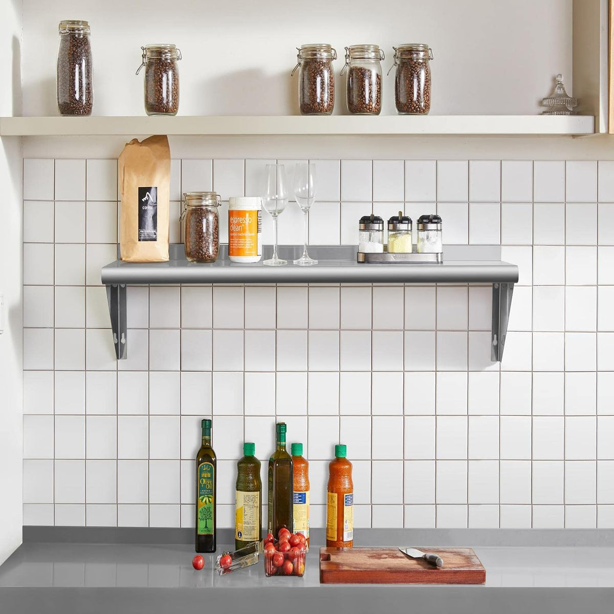 Hally Stainless Steel Shelf 2 Pack Wall Mounted Metal Shelves 10"x24" NSF