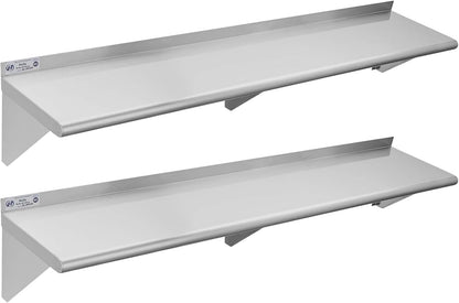 Hally Stainless Steel Shelf 2 Pack Wall Mounted Metal Shelves 10"x24" NSF