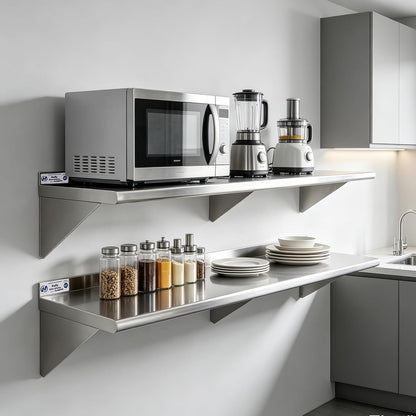 Hally Stainless Steel Shelf 2 Pack Wall Mounted Metal Shelves 10"x24" NSF