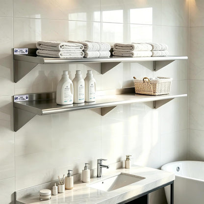 Hally Stainless Steel Shelf 2 Pack Wall Mounted Metal Shelves 10"x24" NSF