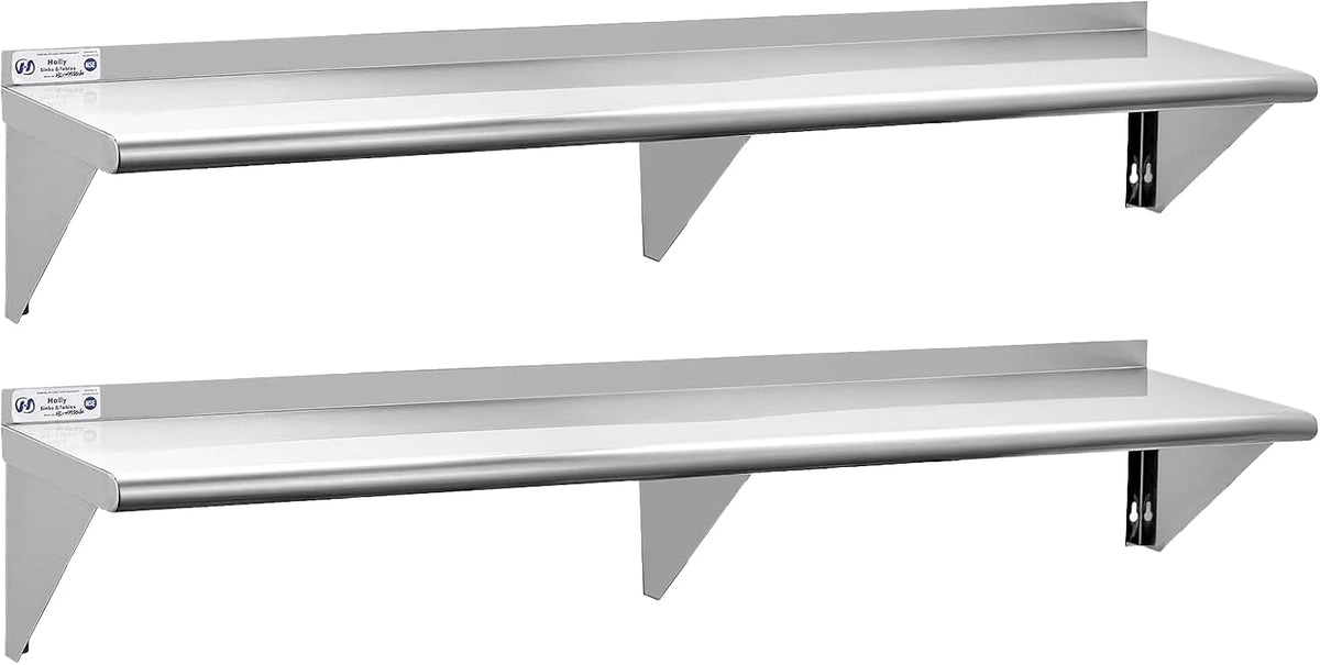 Hally Stainless Steel Shelf 2 Pack Wall Mounted Metal Shelves 10"x24" NSF