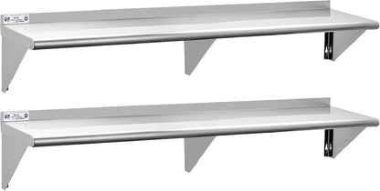 Hally Stainless Steel Shelf 2 Pack Wall Mounted Metal Shelves 10"x24" NSF