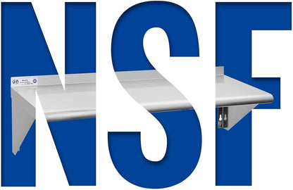 Hally Stainless Steel Shelf 2 Pack Wall Mounted Metal Shelves 10"x24" NSF